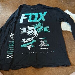 Fox Black and Teal Graphic Long Sleeve